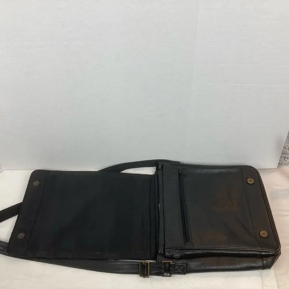 Wilsons Leather Pebbled Grain Crossbody Bag Black Messenger Satchel Office Urban